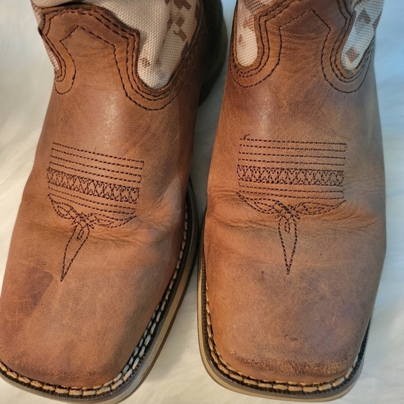 Durango Kids Brown and Camouflage Cowboy Boots 8" Tall Size3M - Picture 3 of 9